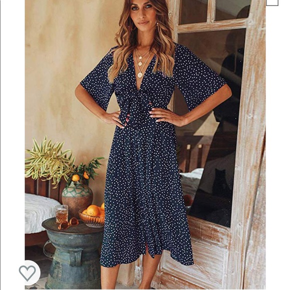 midi wrap dress polka dot